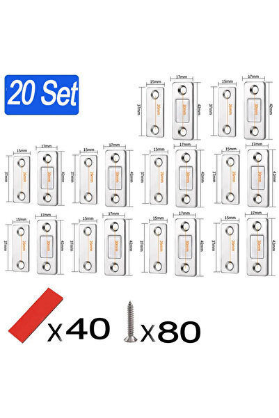 Choice مجموعة من 20 قطعة - مغناطيس فضي قوي للخزائن، يمسك بمغناطيسات الأبواب ف...