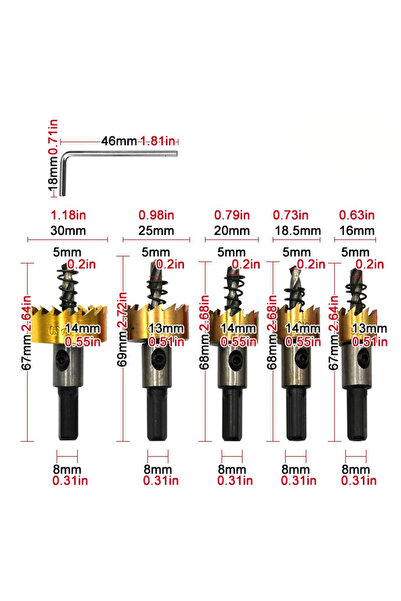 Choice Hole Saw Drill Bit B 5pcs 16-30mm High-Speed-Steel Hole Opener,Hole Sa...