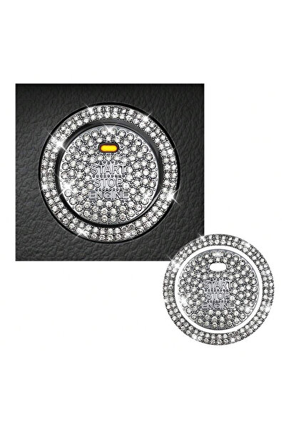 Choice Silver 1 Piece Shiny Car Start Button Cover, Shiny Rhinestone Loop, Ea...