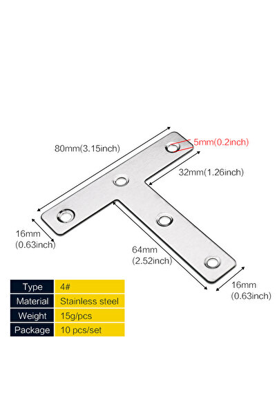 Choice 80 قطعة (10 قطع) دعامات زاوية على شكل حرف T، موصلات على شكل حرف T، 40/...