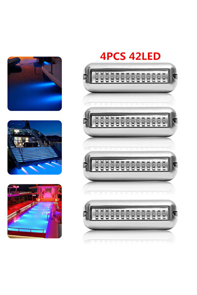 Choice 4 قطع من مصابيح LED زرقاء 42/27/42 LED تحت الماء للقوارب، مصابيح LED ل...