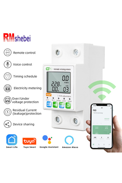 Choice قاطع دائرة ذكي يعمل بتقنية الواي فاي من RMshebei Tuya، 220 فولت، ثنائي...