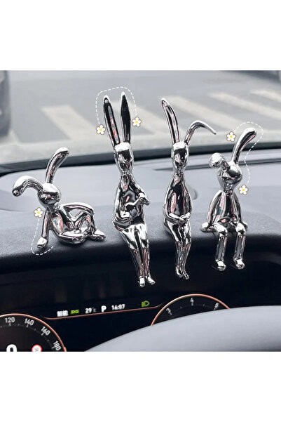Choice 4pcs Car Ornaments Auto Center Console Pendant Rabbit Eco-friendly Pla...