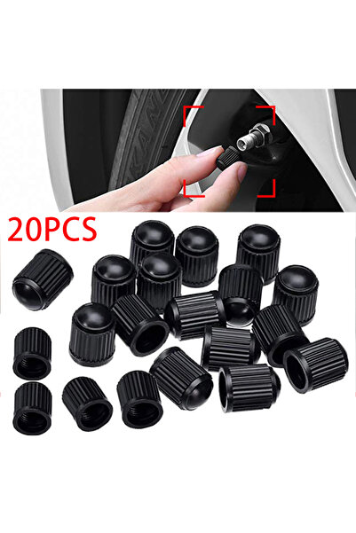 Choice 20 قطعة من أغطية صمامات إطارات السيارات البلاستيكية السوداء للدراجات م...