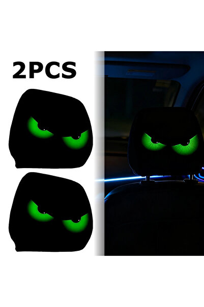 Choice قطعتان من أغطية وسائد الرأس السوداء الفلورية للسيارة، مطبوعة على الوجه...