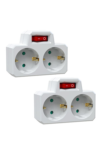 Choice 250V EU 2 2pcs whtie Eu German Plug Adapter with on/Off power Dual soc...
