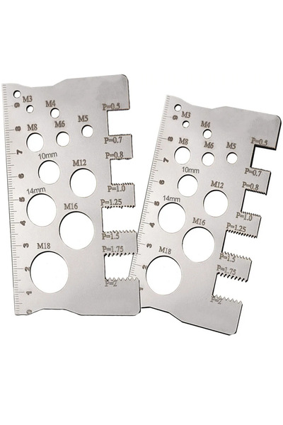 Choice قطعتان من مسطرة قياس خطوة لولب البرغي، أداة قياس براغي وصواميل من الفو...