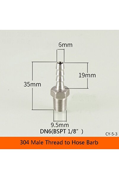 Choice4 1-8 x 6mm 1Pcs 304 Stainless Steel BSPT 1/8" 3/8" 1/2" 1/4" Male Thre...