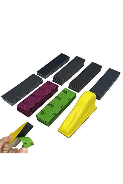 Choice 71 pcs 3.5”x 1” Mini Sandpaper Kit with Hook and Loop Sanding Block 71...