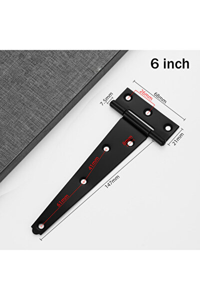 choice2 6 Inch 2Pcs Heavy Duty Shed Door Hinges Gate Strap Hinges Black Tee H...