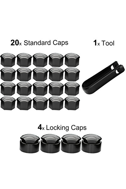 Choice 20 قطعة من أغطية صواميل مركز براغي عجلات السيارة، مقاس 17 مم، أغطية حم...