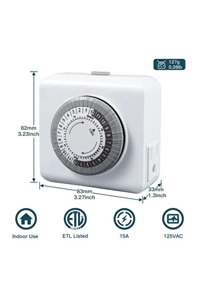 Choice مقبس مزدوج - قابس أمريكي ثلاثي الأطراف، مقبس مؤقت، مفتاح دورة 24 ساعة،...