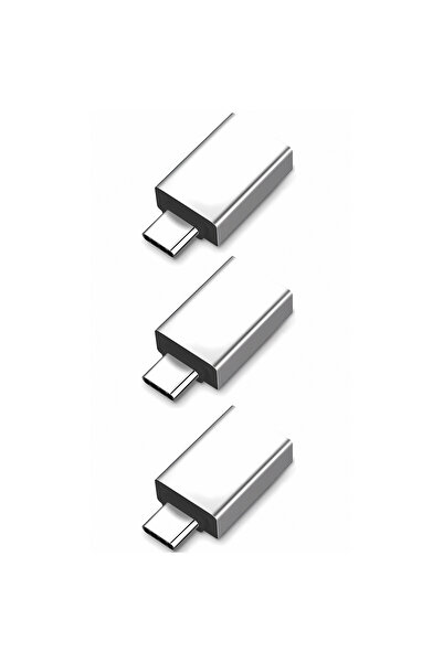 Bervolo Set of 3 USB-C to USB-A Adapters, Silver