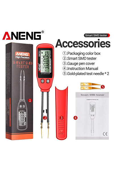 ANENG جهاز اختبار مقاومة LCR SMD ESR صغير بدون بطارية، مزود بملقط ذكي GN701، ...