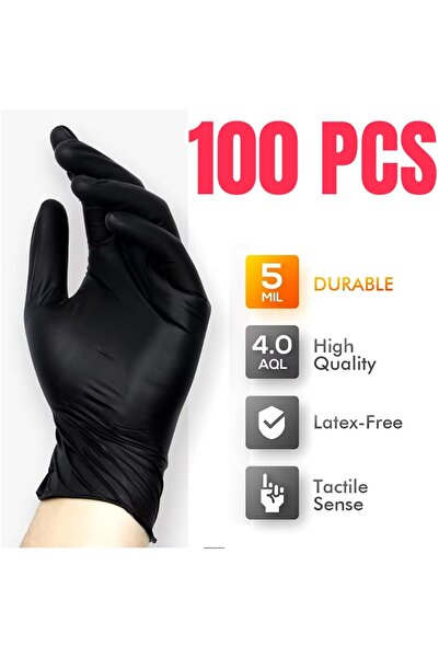 Choice5 عبوة قفازات نيتريل سوداء للاستخدام مرة واحدة، مقاس XL، 100 قطعة، للاس...