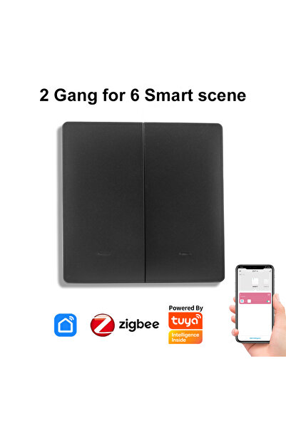 Choice 2Gang(Black) Zigbee 1/2/3/4Gang Wireless 12 Scene Switch Push Button S...