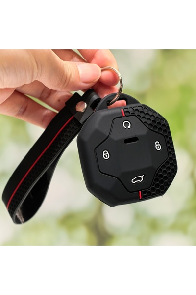 Choice غطاء مفتاح سيارة ذكي من السيليكون الأسود بأربعة أزرار، مناسب لسيارات ش...