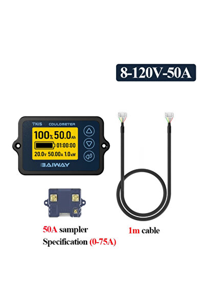 Choice مقياس كولومتر 50 أمبير (0-75 أمبير) لبطارية تيار مستمر 8-120 فولت، مؤش...