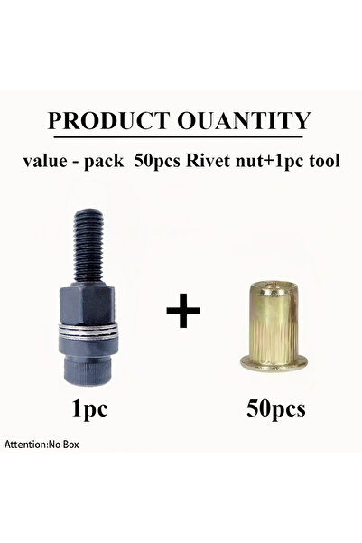 choice2 M6 with 50pcs 51pcs Heavy-Duty Rivet Nut Kit w/Tools (M3-M12) Zinc-Co...