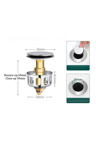 Choice WHITE Basin Drains Universal Metal Filter Valve Pop-up Drainer Waste S...