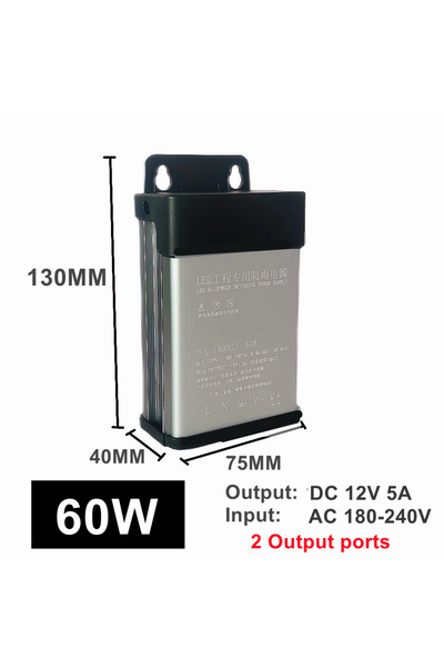 Choice7 مزود طاقة كامل الطاقة 12 فولت 60 واط، مقاوم للمطر، مزود بمروحة تبريد،...