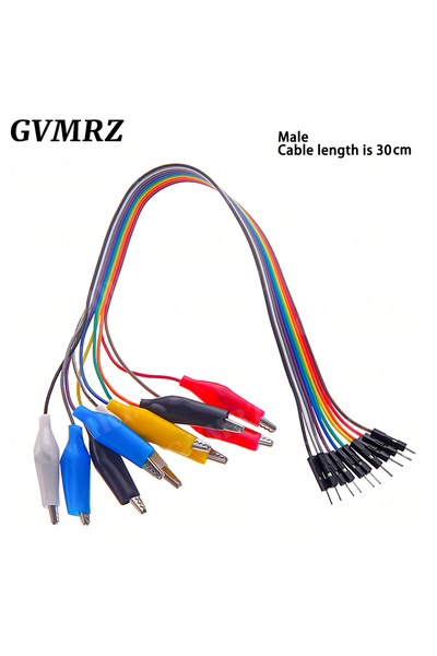 Choice سلك توصيل بمشابك تمساح مزدوجة الأطراف (ذكر، أنثى، 10 دبابيس) بطول 30 س...