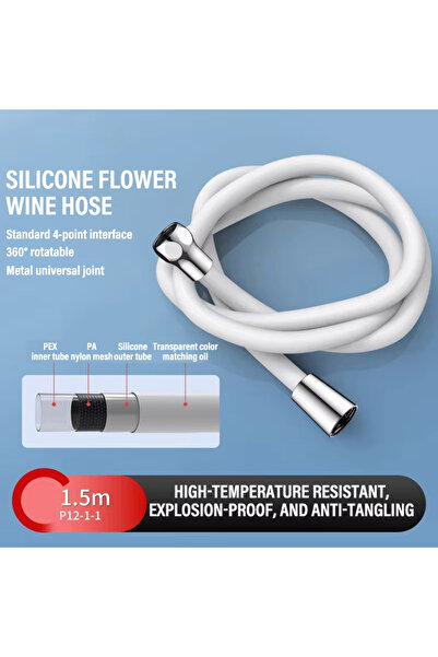 Choice Sliver-1.5m 1.5/2M Bathroom Silicone Shower Tube Bend Arbitrarily Hose...