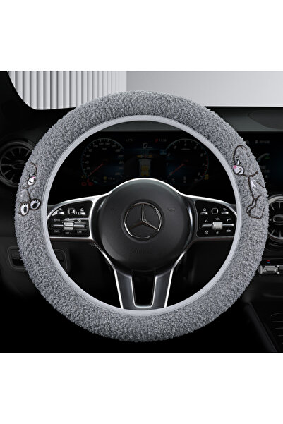 Choice غطاء عجلة قيادة سيارة من الصوف الرمادي الشتوي بدون حلقة داخلية، غطاء م...
