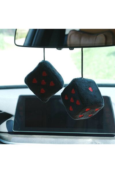 Choice زوج واحد من مكعبات قطيفة ناعمة على شكل قلب، 7 سم، لتزيين مرآة الرؤية ا...