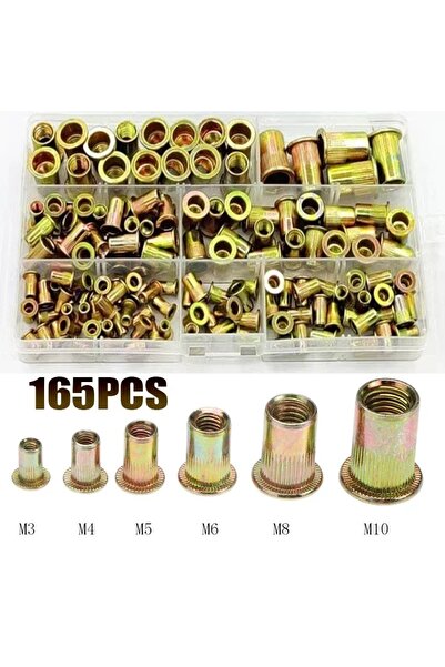 Choice1 100 قطعة/165 قطعة من صواميل مطلية بالزنك، مسامير برشام ذات رأس مسطح م...
