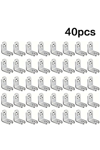 Choice مجموعة أقواس زاوية معدنية على شكل حرف L، 40 قطعة، مناسبة للأرفف والأثا...