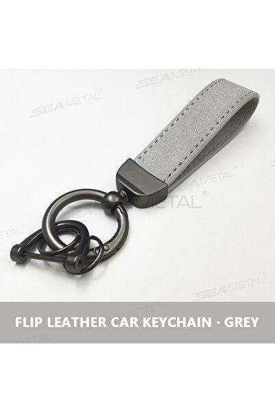 choice2 سلسلة مفاتيح سيارة رمادية من سيميتال، سلسلة مفاتيح سيارة من جلد الغزا...
