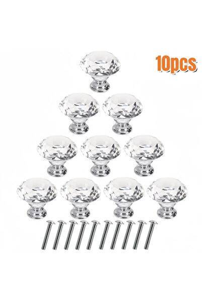 Choice ١٠ قطع من مقابض الخزائن الكريستالية على شكل ماسة ذهبية اللون مقاس ٣٠ م...