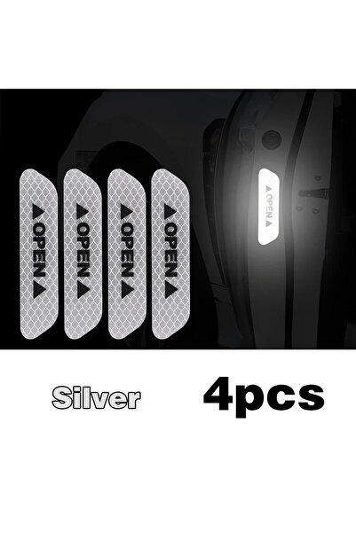 Choice 4 قطع فضية ISGTDRM ملصقات عاكسة لأبواب السيارة، شريط تحذيري لفتح الأبو...