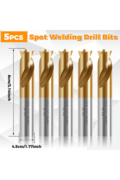 Choice مجموعة رؤوس حفر لحام نقطي من أزرق بلون الكوبالت، ذهبية اللون، 8 مم، 5 ...