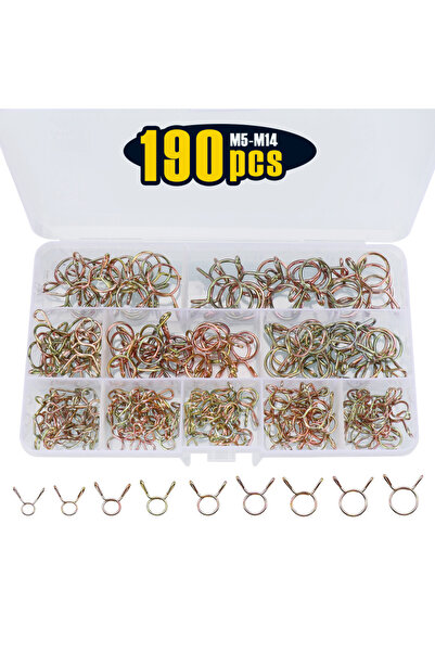 Choice مجموعة متنوعة من مشابك زنبركية بعشرة أحجام (5-14 مم) - 190 قطعة، مشابك...