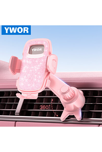 Choice حامل هاتف وردي اللون من YWOR يُثبّت على فتحة تهوية السيارة، [لا يحجب ف...