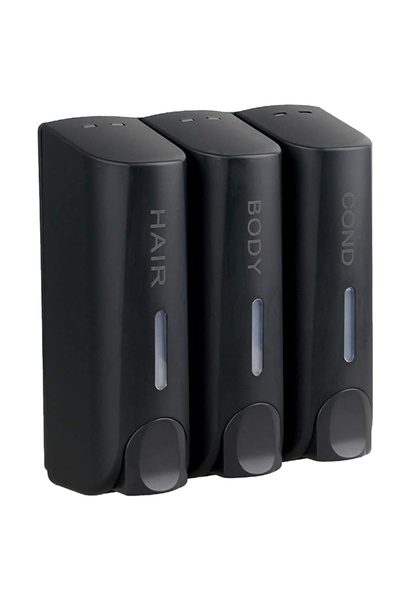 Alloet موزع شامبو استحمام ثلاثي أسود سعة 350 مل، موزع غسول للجسم متعدد الأغرا...