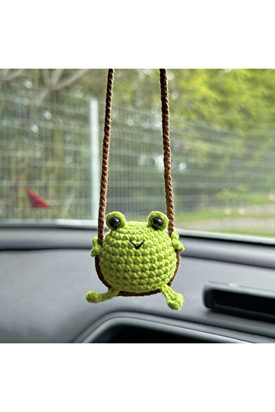 Choice frog Cute Crochet Animal Car Pendant – Duckling & Frog Design Soft Yar...