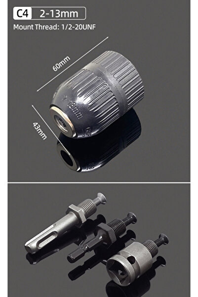 Choice (D3) ظرف مثقاب معدني 1.5-13 مم، 1/2 بوصة - 20UNF، تغيير سريع 2-13 مم /...