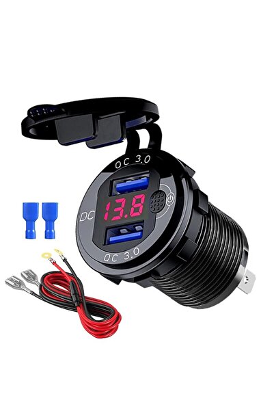 Choice6 Black Red Light B Quick Charger Aluminum QC3.0 Dual USB Car Charger w...