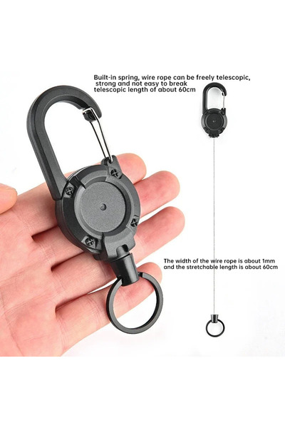 Choice سلسلة مفاتيح خارجية قابلة للسحب من 1 إلى 20 قطعة باللون الأسود سلسلة م...