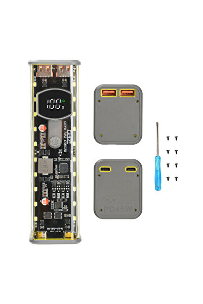 Choice علبة شحن متنقلة شفافة، 45 واط، 18650 أصفر، 18650/21700، شحن سريع 22.5 ...