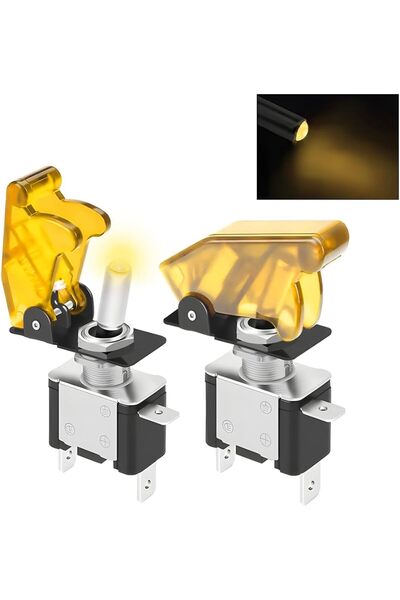 Choice مفتاحان تبديل أصفران بإضاءة LED مع غطاء مقاوم للماء، 20 أمبير، 12-24 ف...