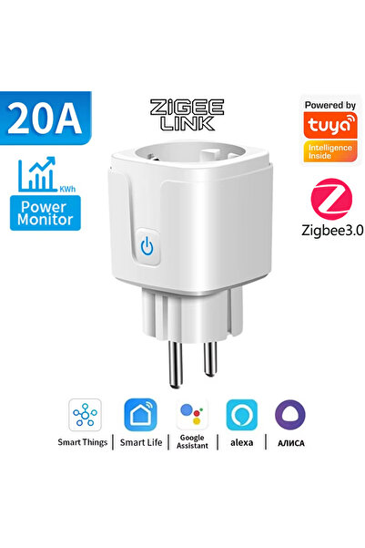Choice ZIGBEE 20A WHITE Tuya ZigBee EU Smart Plug 16A/20A Smart Plug Power Mo...