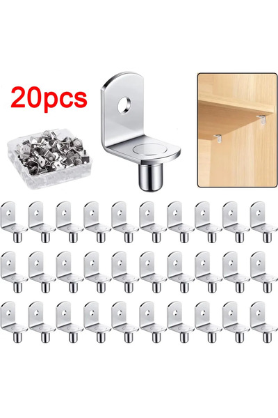 Choice 20 قطعة من دعامات أرفف فضية اللون، مقاس 1.7 سم، دبابيس تثبيت معدنية، ف...