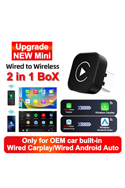Choice1 2 في 1 كاربلاي للسيارات، جديد! جهاز لاسلكي صغير يعمل بنظام أندرويد، م...