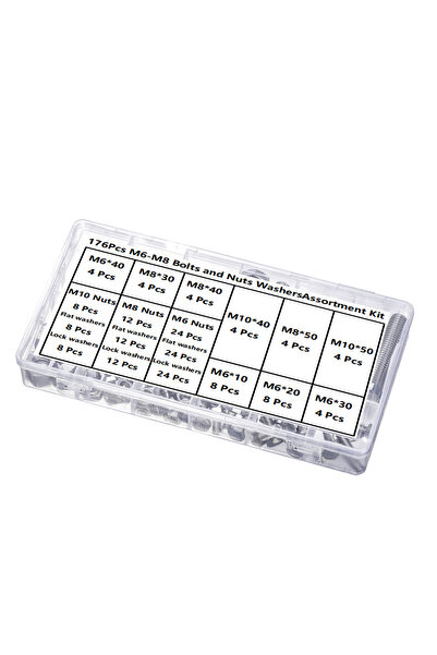 Choice مجموعة براغي وصواميل من الفولاذ المقاوم للصدأ، 176 قطعة، مقاسات M6، M8...