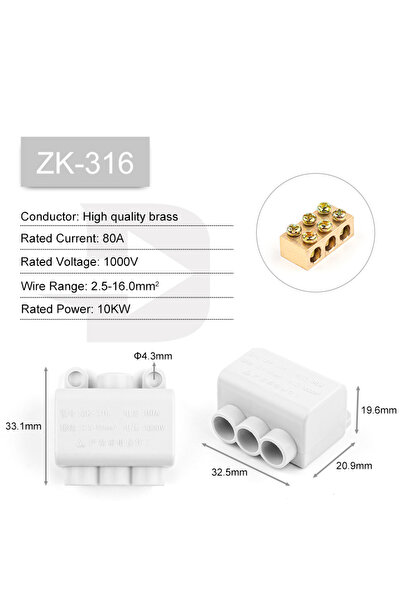 Choice موصل كابلات عالي الطاقة ZK-316، مدخل واحد، مخارج متعددة، 60 أمبير/400 ...