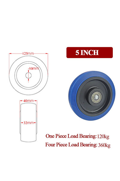 Choice عجلة بديلة مقاومة للتآكل مقاس 5 بوصات (أزرق) أو 3/4/5 بوصات، مقاومة لل...